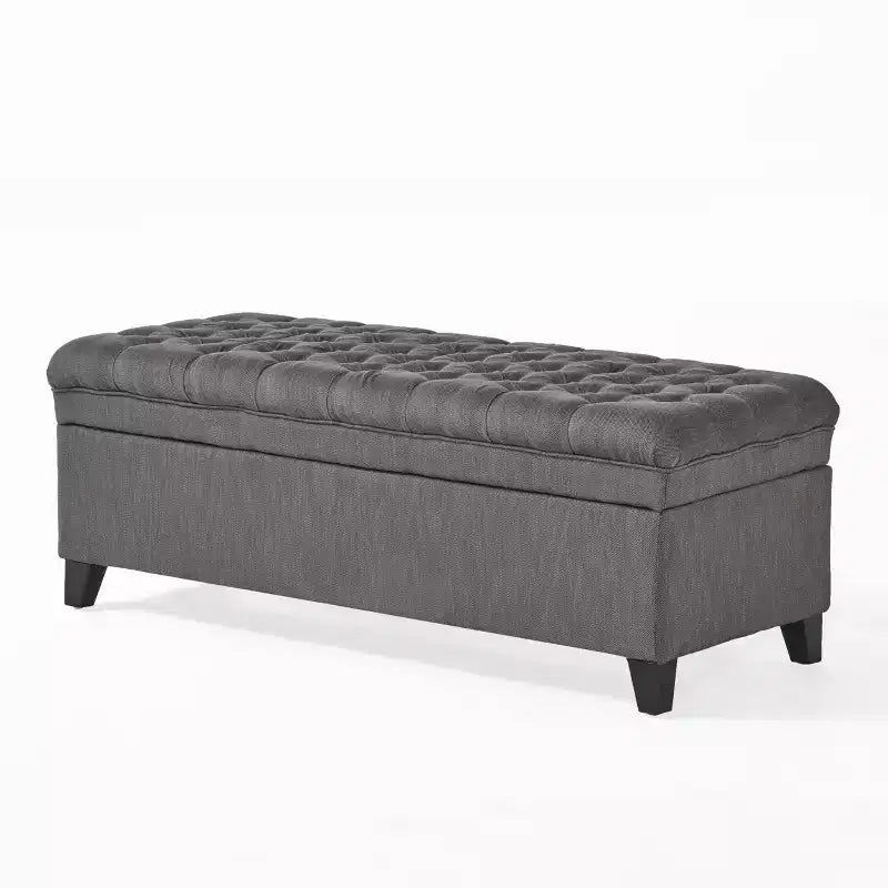 Panca contenitore/Pouf beige/grigio, imbottito, 1 persona