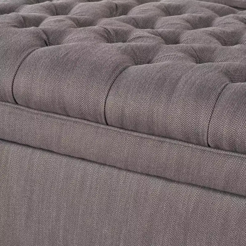 Panca contenitore/Pouf beige/grigio, imbottito, 1 persona
