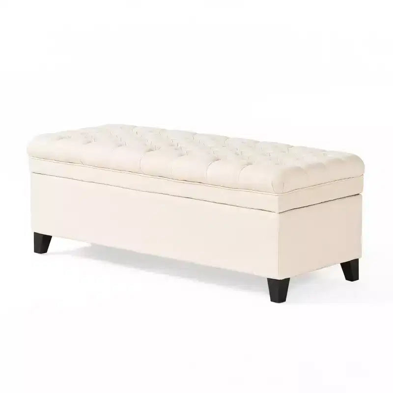 Panca contenitore/Pouf beige/grigio, imbottito, 1 persona