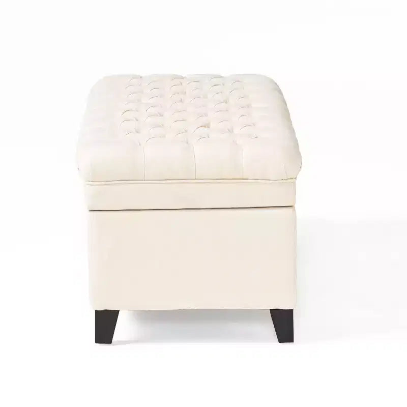 Panca contenitore/Pouf beige/grigio, imbottito, 1 persona