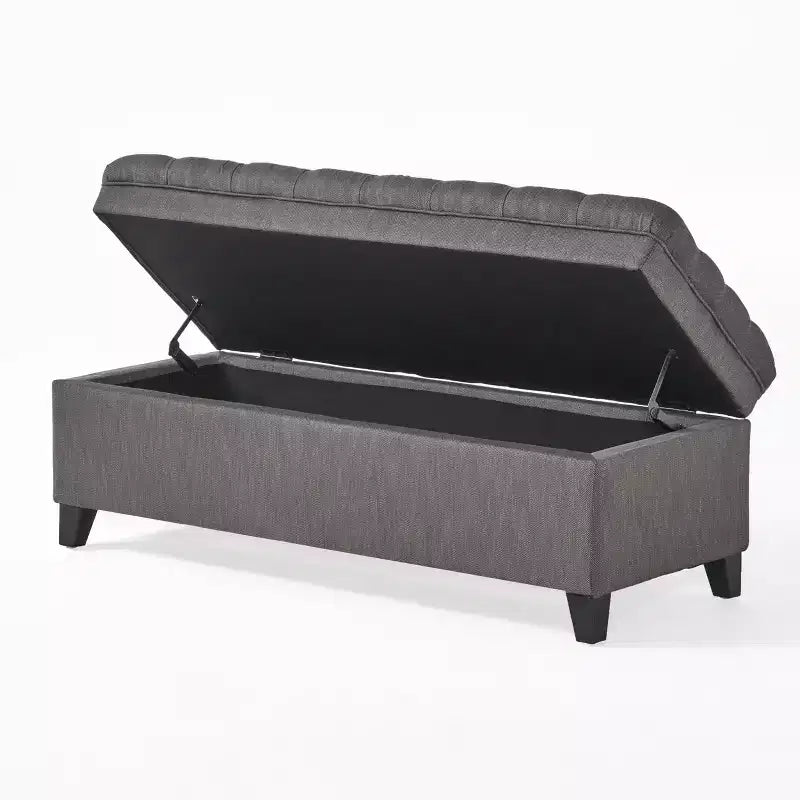 Panca contenitore/Pouf beige/grigio, imbottito, 1 persona