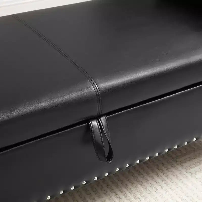 Panchina portaoggetti trapuntata in velluto beige/nero/blu/grigio con finiture borchiate, gambe in legno e cuscino – 1 persona