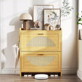 Scarpiera in Rattan di Legno, Anta a Ribalta, 2-4 Cassetti