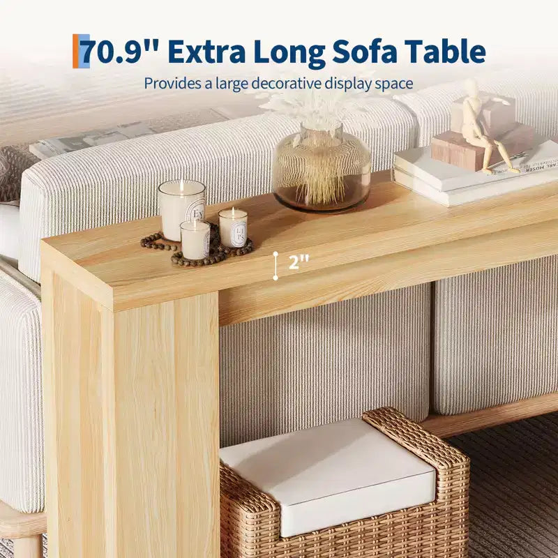 Tavolo console rettangolare stretto marrone/grigio/quercia, montaggio 1 persona, 180 cm L