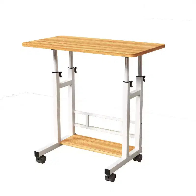 Scrivania regolabile con rotelle, 80x40cm, per una persona, nera/legno naturale/bianca