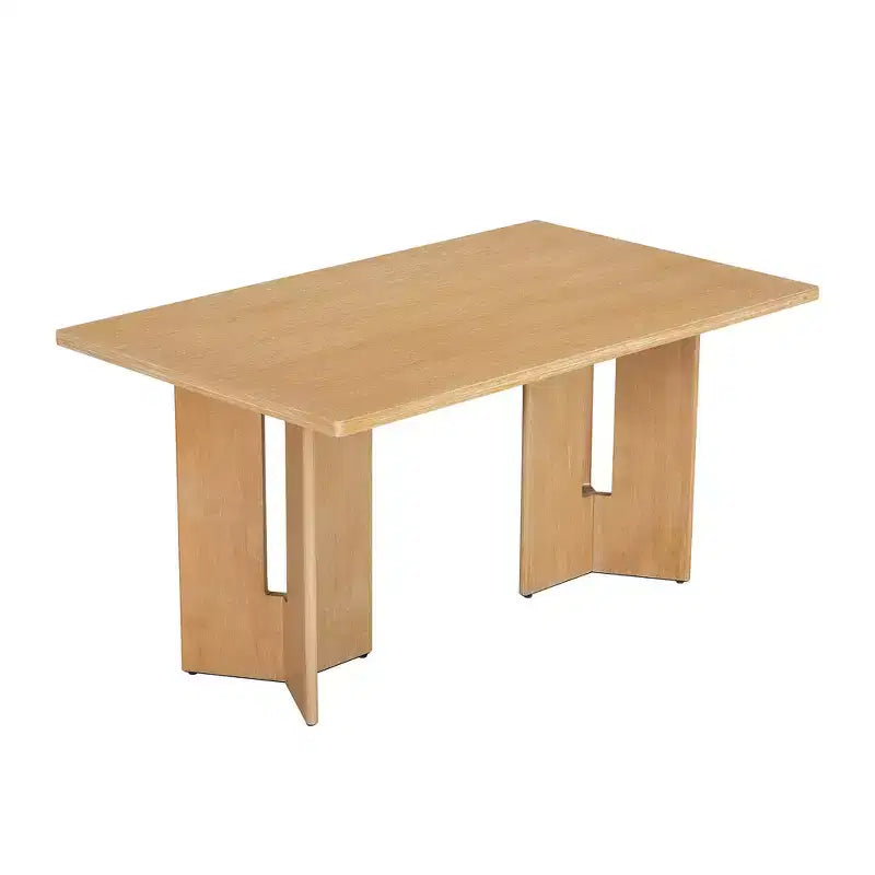 Tavolo da pranzo rettangolare da 60", Grigio / Legno naturale lavato, Posti a sedere per 6