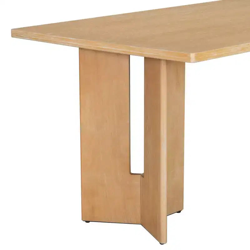 Tavolo da pranzo rettangolare da 60", Grigio / Legno naturale lavato, Posti a sedere per 6
