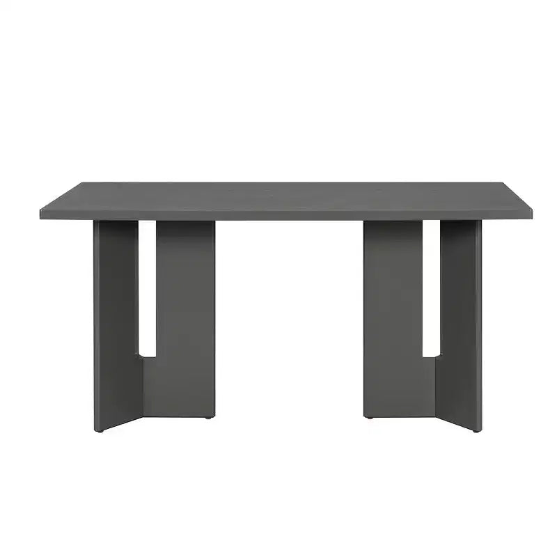Tavolo da pranzo rettangolare da 60", Grigio / Legno naturale lavato, Posti a sedere per 6