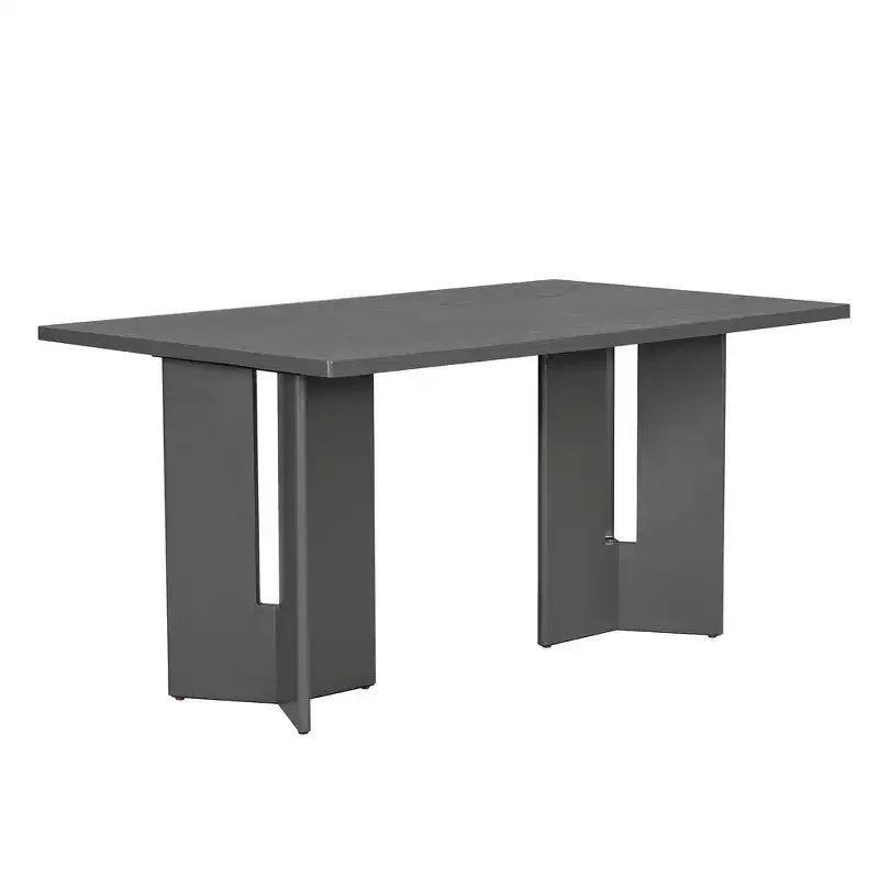 Tavolo da pranzo rettangolare da 60", Grigio / Legno naturale lavato, Posti a sedere per 6
