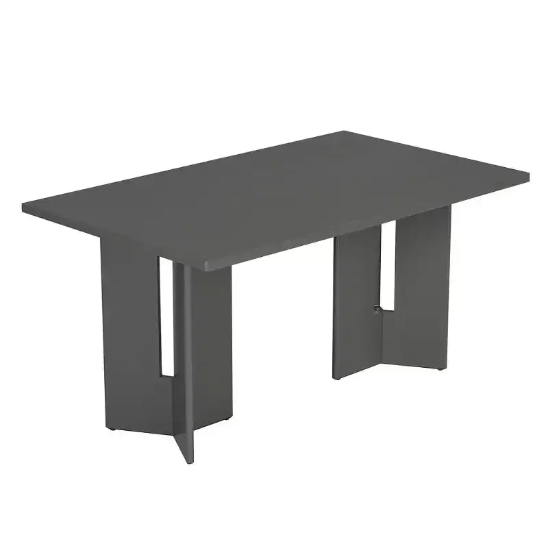 Tavolo da pranzo rettangolare da 60", Grigio / Legno naturale lavato, Posti a sedere per 6