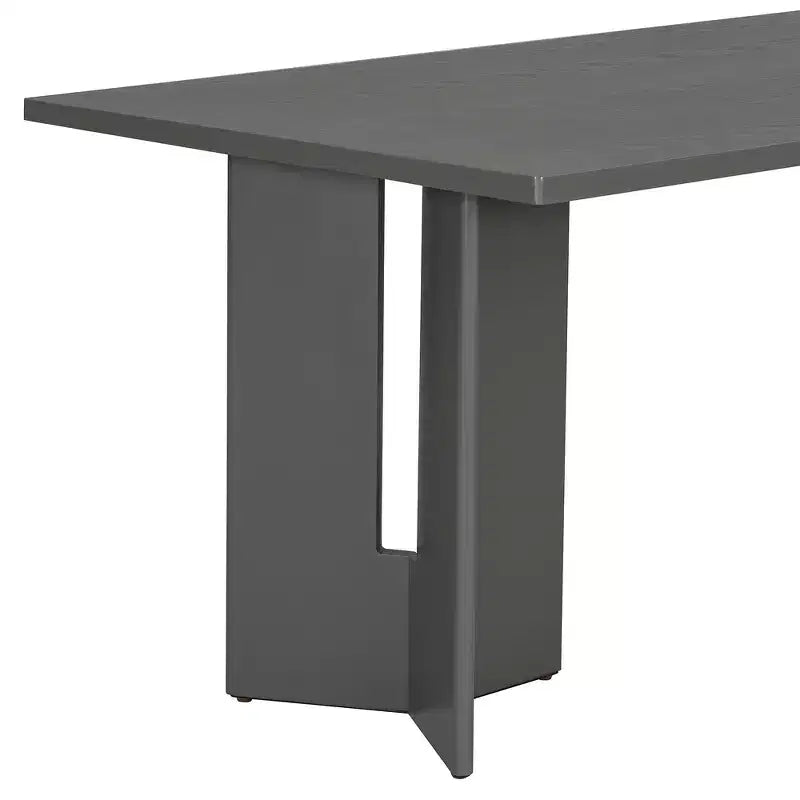 Tavolo da pranzo rettangolare da 60", Grigio / Legno naturale lavato, Posti a sedere per 6