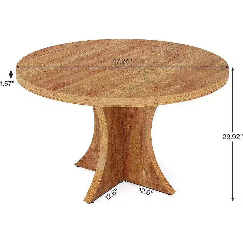 Tavolo da pranzo rotondo marrone per 4-6 persone, base a piedistallo, 120 cm