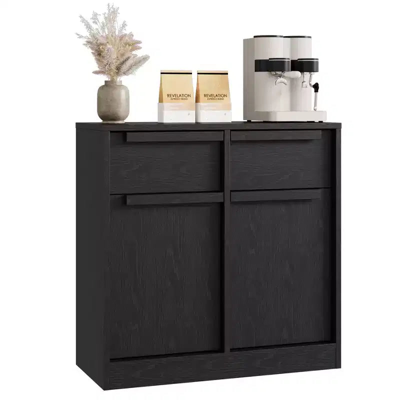 Madia/Buffet in Legno Marrone Vetrinetta con 4 Cassetti e 2 Ante, 158,5 cm