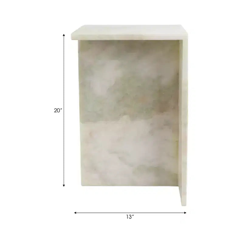 Tavolino d'appoggio/Comodino rettangolare in marmo, Verde/Marrone/Bianco
