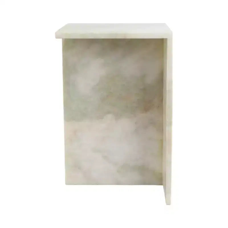 Tavolino d'appoggio/Comodino rettangolare in marmo, Verde/Marrone/Bianco