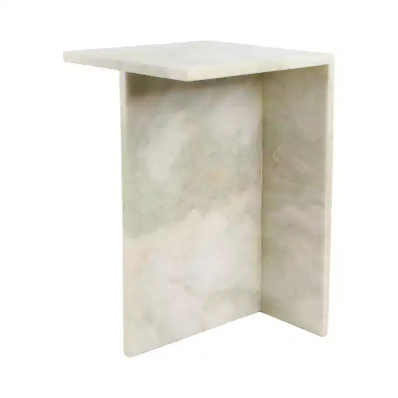 Tavolino d'appoggio/Comodino rettangolare in marmo, Verde/Marrone/Bianco