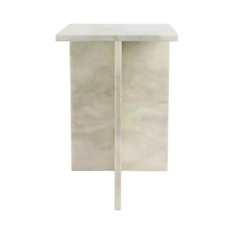 Tavolino d'appoggio/Comodino rettangolare in marmo, Verde/Marrone/Bianco
