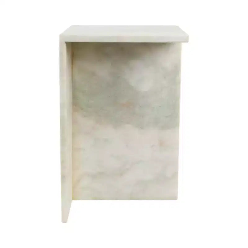 Tavolino d'appoggio/Comodino rettangolare in marmo, Verde/Marrone/Bianco