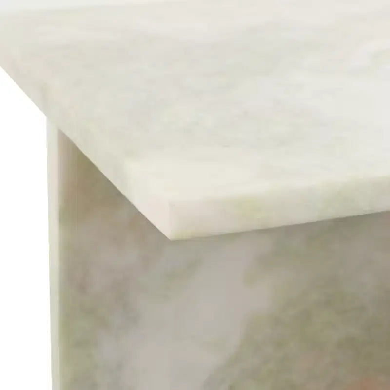 Tavolino d'appoggio/Comodino rettangolare in marmo, Verde/Marrone/Bianco