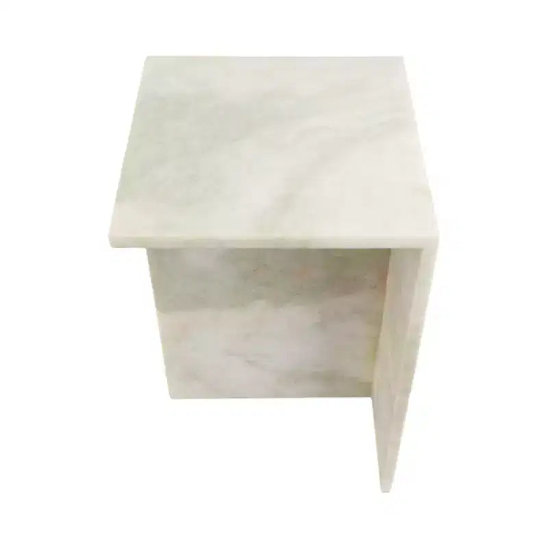 Tavolino d'appoggio/Comodino rettangolare in marmo, Verde/Marrone/Bianco
