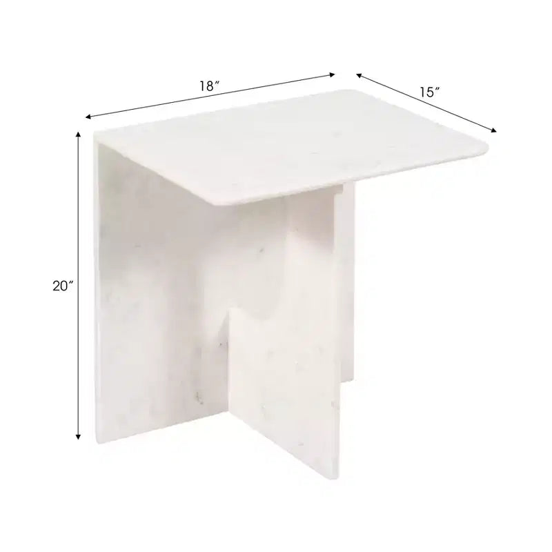 Tavolino d'appoggio/Comodino rettangolare in marmo, Verde/Marrone/Bianco