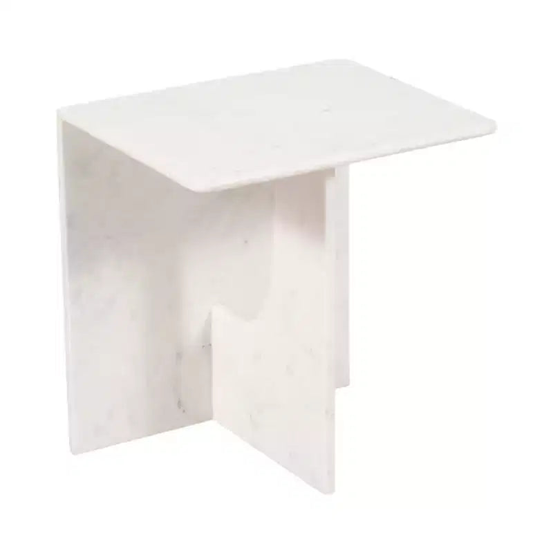 Tavolino d'appoggio/Comodino rettangolare in marmo, Verde/Marrone/Bianco