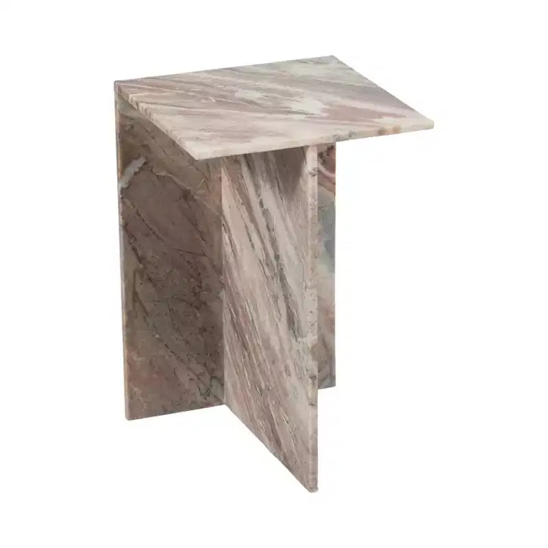 Tavolino d'appoggio/Comodino rettangolare in marmo, Verde/Marrone/Bianco