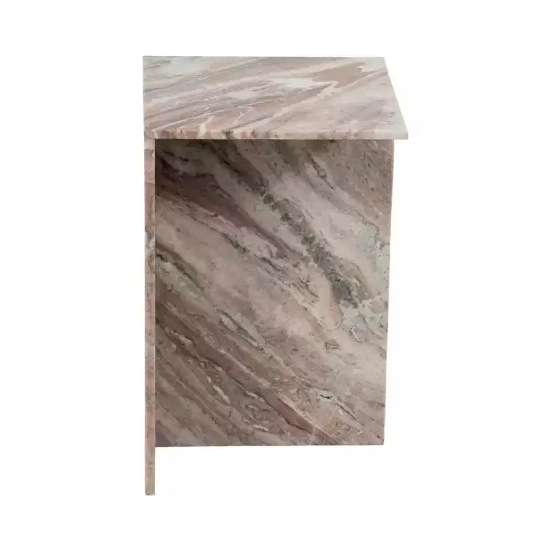 Tavolino d'appoggio/Comodino rettangolare in marmo, Verde/Marrone/Bianco