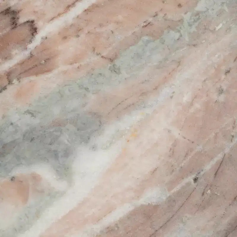 Tavolino d'appoggio/Comodino rettangolare in marmo, Verde/Marrone/Bianco