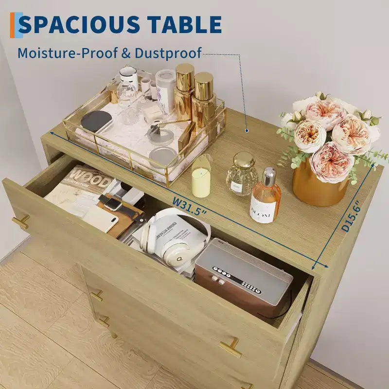 Cassettiera alta a 5 cassetti bianco/legno naturale, stile rustico country, montaggio a 1 persona