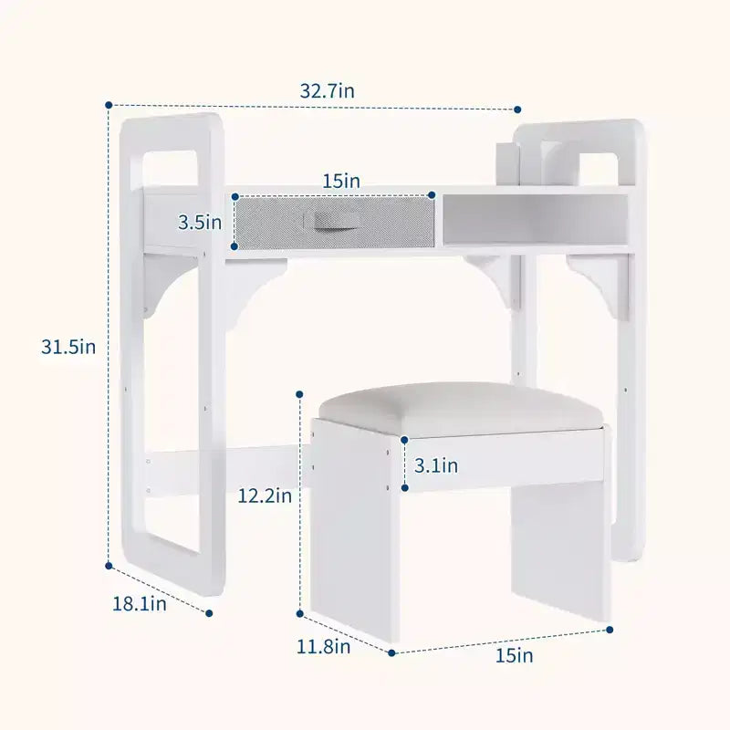 Set Scrivania e Sedia per Bambini Blu/Rosa/Bianco, 1 Bambino, in Legno