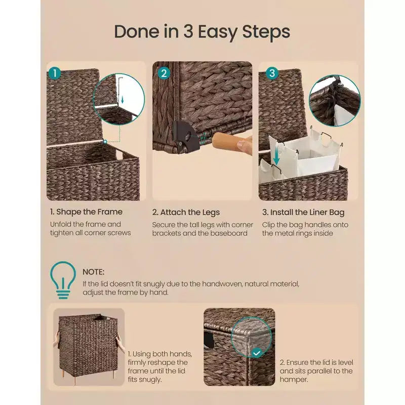Cesta portabiancheria a 2 sezioni con coperchio, caffè/naturale, 130 litri, per 1-2 persone