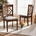 2pc Renaud Fabric and Wood Dining Chairs Set Gray/Walnut/Brown - Baxton Studio