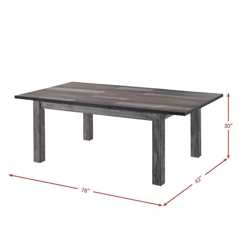 Set da pranzo quadrato in rovere grigio da 5 pezzi, 4-6 posti a sedere