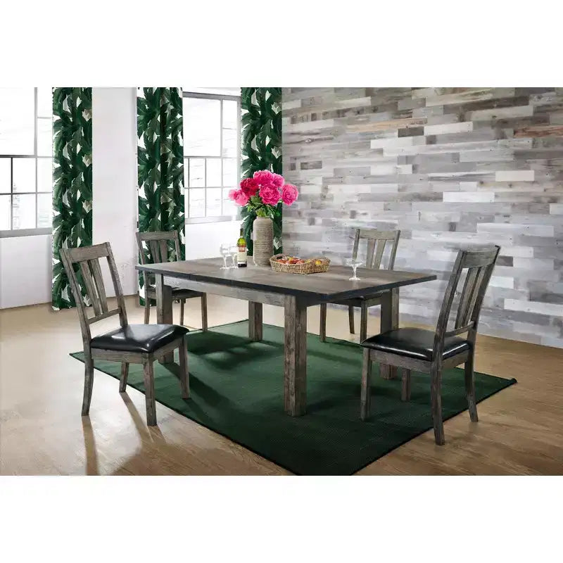 Set da pranzo quadrato in rovere grigio da 5 pezzi, 4-6 posti a sedere