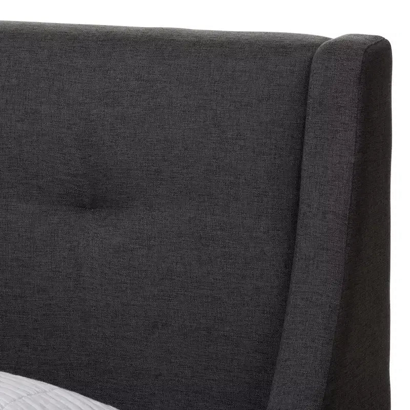 Letto a piattaforma in noce con rivestimento in grigio scuro, singolo/matrimoniale alla francese, 1 posto