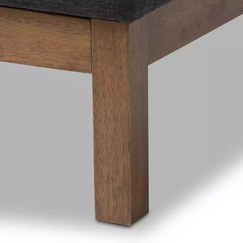 Letto a piattaforma in noce con rivestimento in grigio scuro, singolo/matrimoniale alla francese, 1 posto
