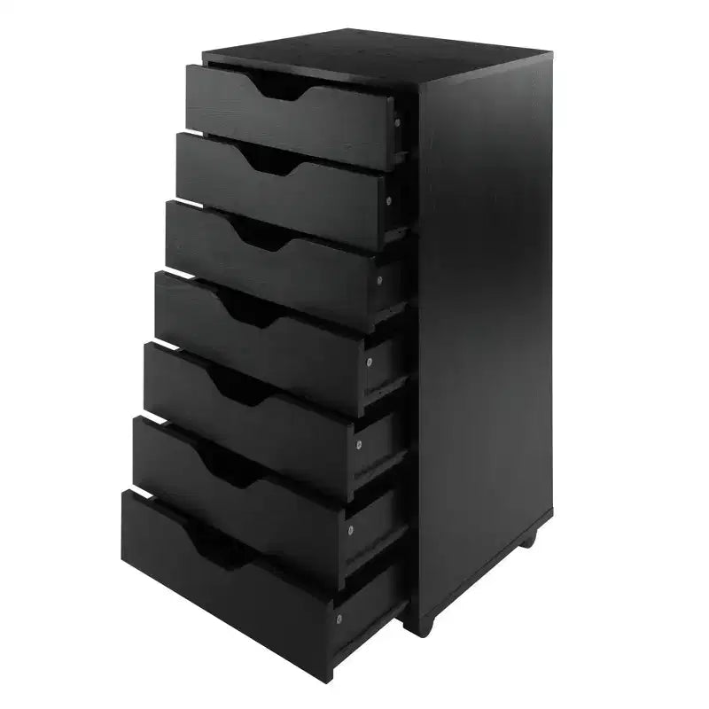 Cassettiera a 7 cassetti con rotelle, nero/bianco, unità singola