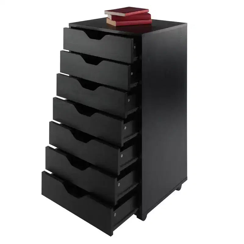 Cassettiera a 7 cassetti con rotelle, nero/bianco, unità singola