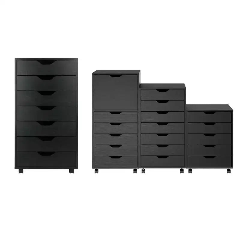 Cassettiera a 7 cassetti con rotelle, nero/bianco, unità singola