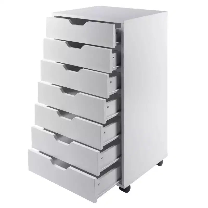 Cassettiera a 7 cassetti con rotelle, nero/bianco, unità singola