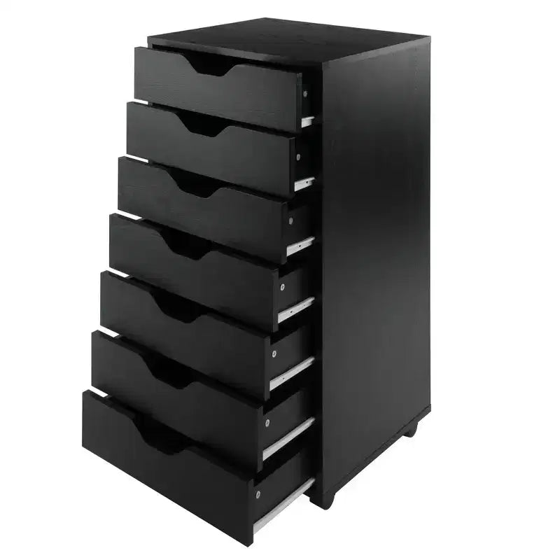 Cassettiera a 7 cassetti con rotelle, nero/bianco, unità singola
