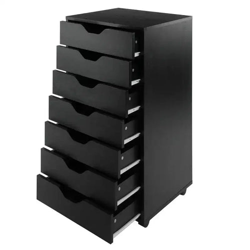 Cassettiera a 7 cassetti con rotelle, nero/bianco, unità singola