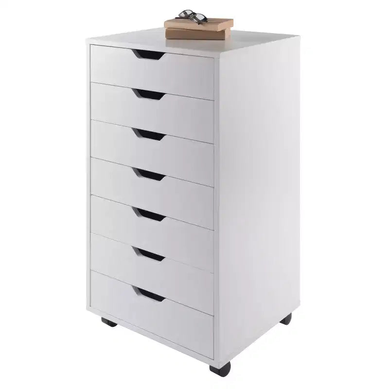 Cassettiera a 7 cassetti con rotelle, nero/bianco, unità singola