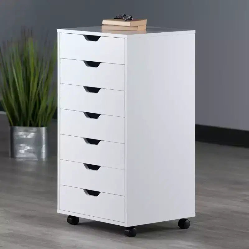 Cassettiera a 7 cassetti con rotelle, nero/bianco, unità singola
