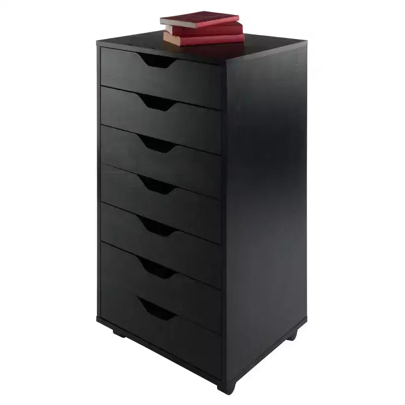 Cassettiera a 7 cassetti con rotelle, nero/bianco, unità singola
