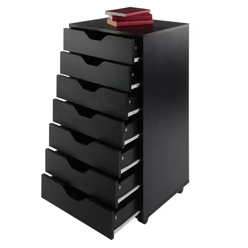 Cassettiera a 7 cassetti con rotelle, nero/bianco, unità singola