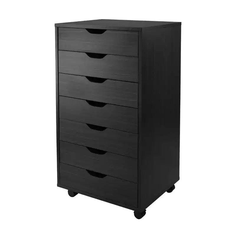 Cassettiera a 7 cassetti con rotelle, nero/bianco, unità singola
