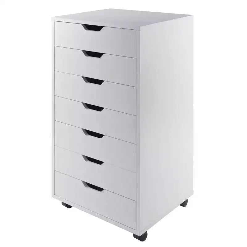 Cassettiera a 7 cassetti con rotelle, nero/bianco, unità singola