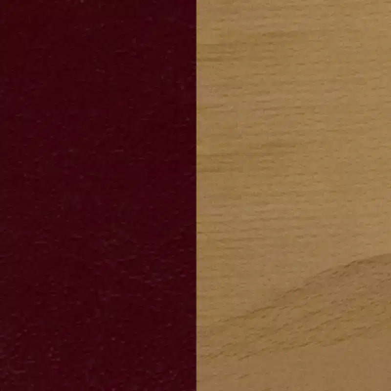 Sedia con schienale a doghe verticali, struttura in legno, seduta in vinile/legno, 1 posto